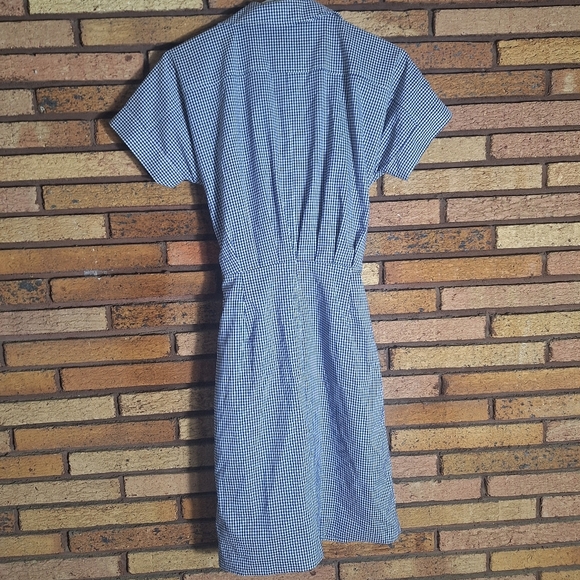 LDT Size 4 Blue And White Checkered Zippered Dress - Picture 6 of 7